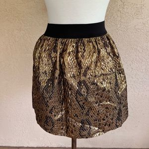 Body by Victoria Gold & Black Metallic Crocodile Animal Print Textured Skirt XS